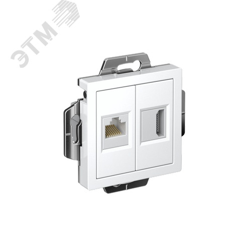 ATLASDESIGN РОЗЕТКА двойная HDMI+RJ45, кат.5Е, механизм, БЕЛЫЙ - фото 1