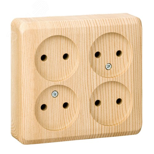 ЭТЮД Розетка четырехместная наружная без заземления без шторок 16А 250B сосна - фото 2