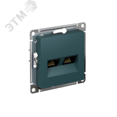 Розетка ATLASDESIGN двойная компьютерная RJ45+RJ45 категория 5E механизм изумруд - фото 1