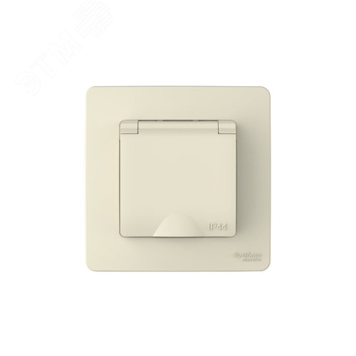 BLANCA С/У IP44 РОЗЕТКА с заземл. со шторк., с крышкой, 16А, 250В, МОЛОЧНЫЙ - фото 3