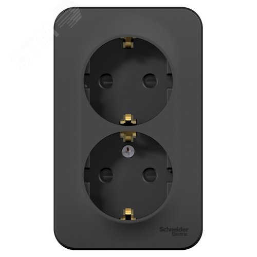 BLANCA розетка наружная двойная с заземлением со шторками, 16А, 250В, антрацит - фото 3