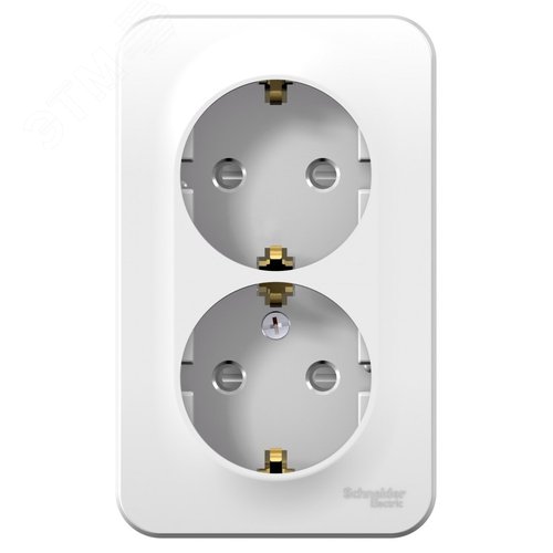 Розетка BLANCA наружная двойная, с заземлением, со шторками, с изолирующей пластиной, 16А, 250В, белый - фото 5