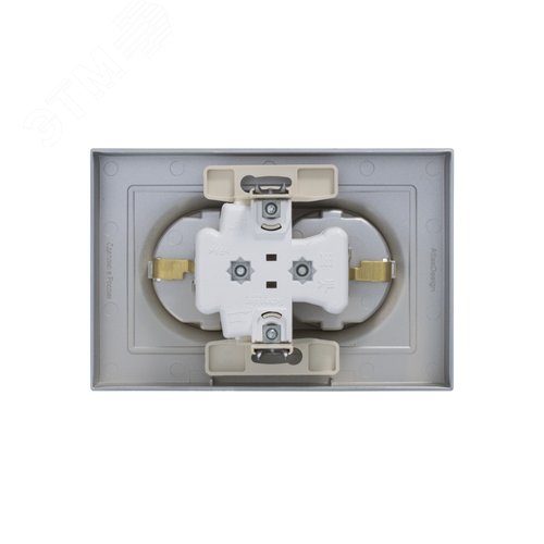 Розетка ATLASDESIGN двойная с заземлением 16А в сборе алюминий - фото 4