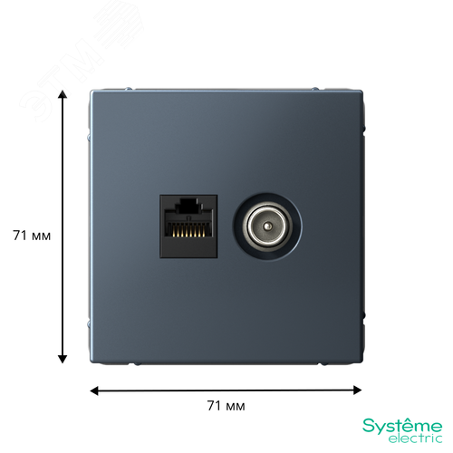 ARTGALLERY розетка двойная ТВ + компьютерная RJ45, кат. 5Е, грифель - фото 3