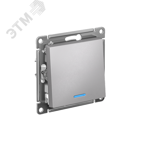 ATLASDESIGN 1-клавишный ПЕРЕКЛЮЧАТЕЛЬ с подсветкой, сх.6а, 10АХ, быстрозажимные клеммы, АЛЮМИНИЙ - фото 1