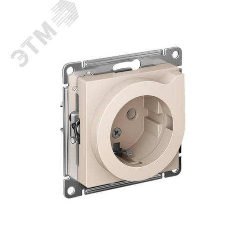 Изображение товара Розетка ATLASDESIGN с заземлением со шторками с выталкивателем 16А механизм бежевый (шт)
