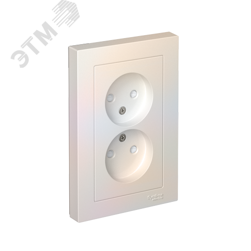 Розетка ATLASDESIGN двойная без заземления со шторками 16А в сборе жемчуг - фото 1