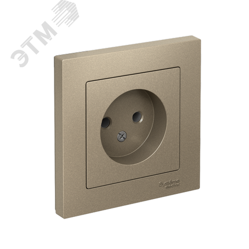 Розетка ATLASDESIGN без заземления 16А в сборе шампань - фото 1