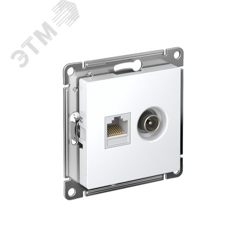 Розетка ATLASDESIGN двойная ТВ + компьютерная RJ45 категория  5Е белый - фото 1