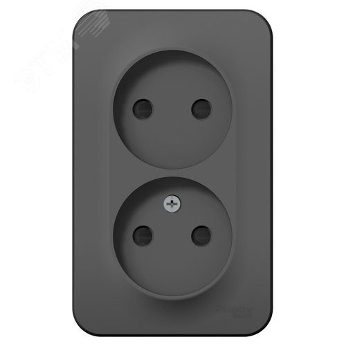 Изображение товара Розетка BLANCA наружная двойная, без заземления, со шторками, с изолирующей пластиной, 16А, 250В, антрацит (шт)