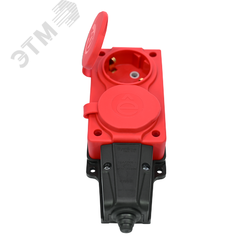 MultiSet Колодка 2х розетка 2К+З каучуковая 16А/250В IP44 Красная - фото 4