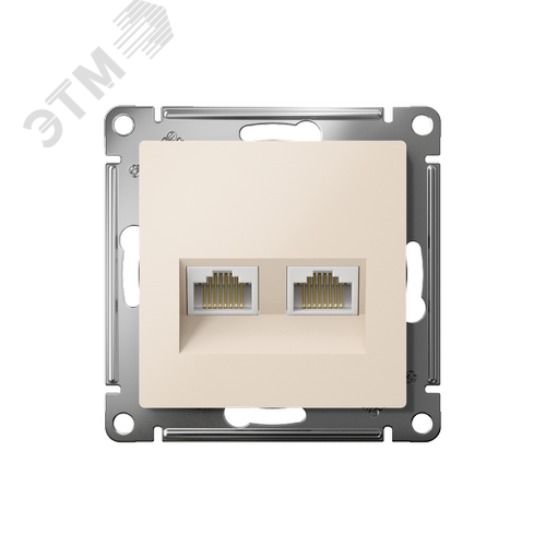 Розетка ATLASDESIGN двойная компьютерная RJ45+RJ45 категория 5E механизм бежевый - фото 2