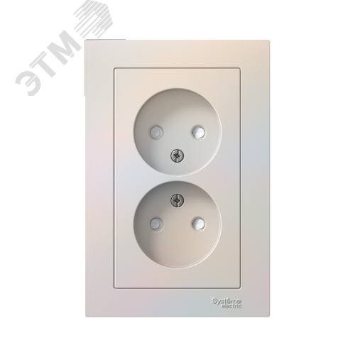 Розетка ATLASDESIGN двойная без заземления со шторками 16А в сборе жемчуг - фото 2