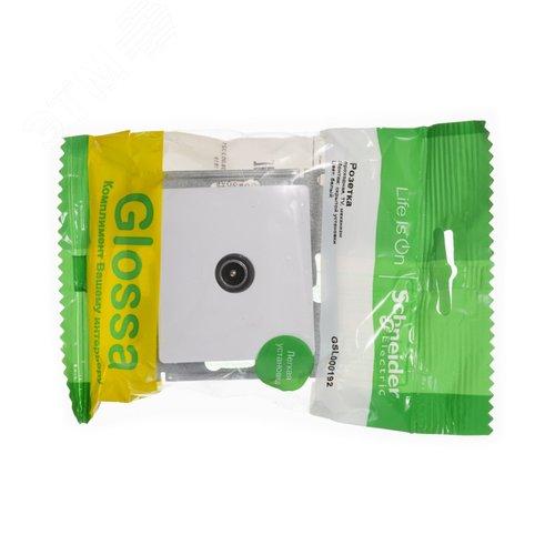 GLOSSA Розетка телевизионная TV проходная в рамку 4дБ белая - фото 4