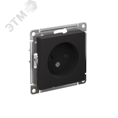 Изображение товара Розетка ATLASDESIGN без заземления со шторками 16А механизм карбон (шт)