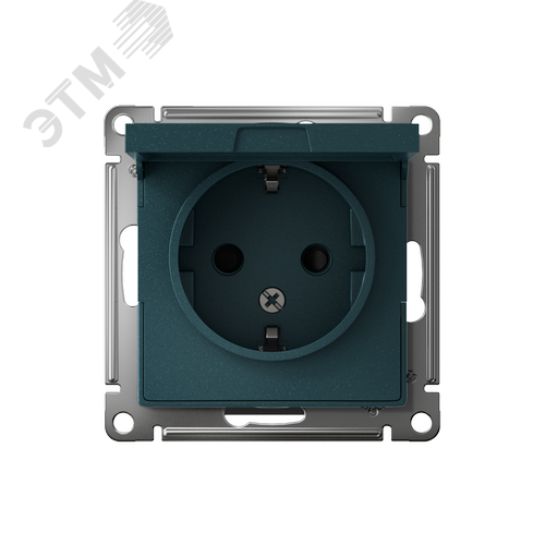 Розетка ATLASDESIGN с заземлением со шторками с крышкой 16А IP20 механизм изумруд - фото 2