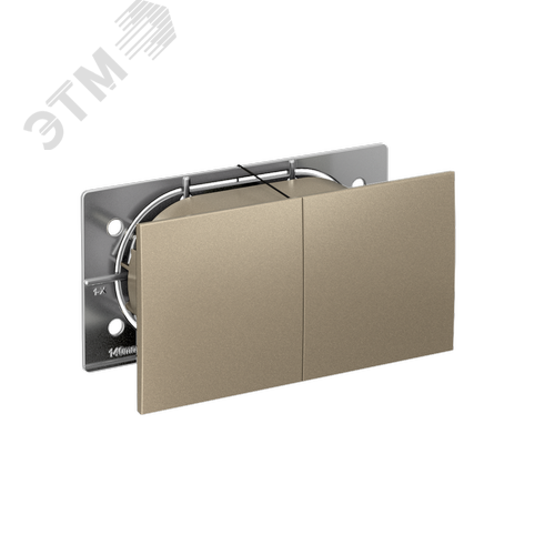 Розетка ATLASDESIGN двойная с заземлением со шторками сдвижная крышка 16А в сборе шампань - фото 1