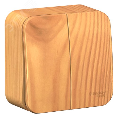 BLANCA двухклавишный выключатель наружный (cх.5) с изолирующей пластиной, 10A, 250B, ясень - фото 3