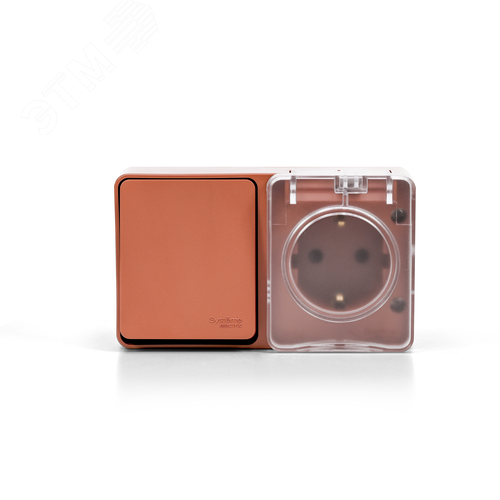 AtlasDesign PROFI IP54 О/У БЛОК: РОЗ. з/к со шт. 16А, ВЫКЛ.1-клав.10А, ТЕРРАКОТОВЫЙ - фото 3