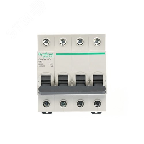 Выключатель автоматический четырехполюсный (АВ) С 63А 4P 6kA 400В City9 Set - фото 2