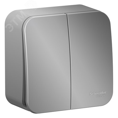 BLANCA двухклавишный выключатель наружный (cх.5) с изолирующей пластиной, 10A, 250B, алюминий - фото 3