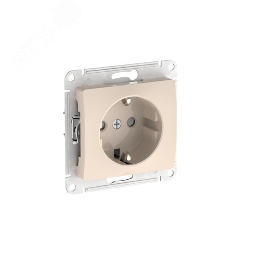 GLOSSA РОЗЕТКА с заземлением со шторками, 16А, быстрозажимные клеммы, БЕЖЕВЫЙ - фото 1