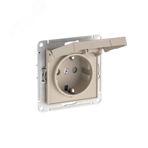 ATLASDESIGN РОЗЕТКА с заземл. со шторк. с крышкой, 16А,IP20,мех., быстрозажимные клеммы, ПЕСОЧНЫЙ - фото 4
