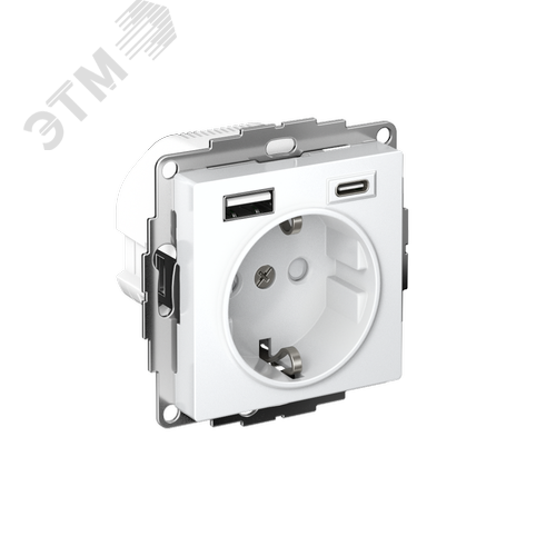 Изображение товара РОЗЕТКА 16А с 2 USB A+C, мех, БЕЛЫЙ (шт)