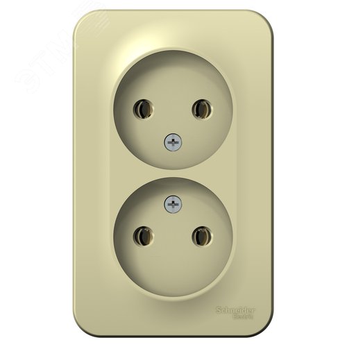 BLANCA О/У РОЗЕТКА двойная без заземл. без шт. ИЗОЛ.ПЛ., 16А, 250В, БЕЖЕВЫЙ - фото 4