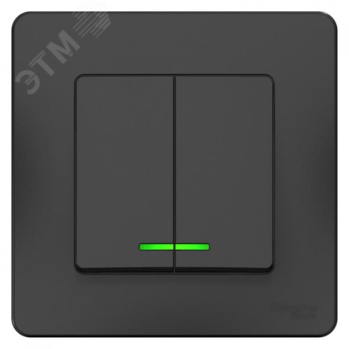 BLANCA скрытой установки двухклавишный выключатель (cх.5) с подсв., 10A, 250B, антрацит - фото 5