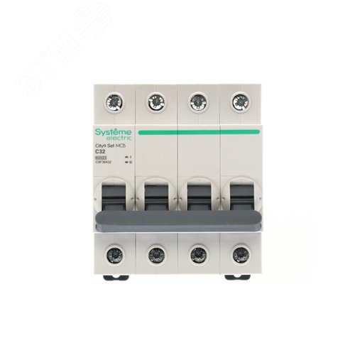 Выключатель автоматический четырехполюсный (АВ) С 32А 4P 6kA 400В City9 Set - фото 2