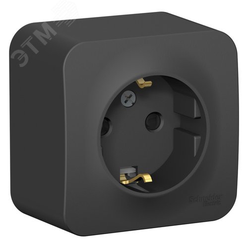 BLANCA Розетка наружная с заземлением со шторками изолированный плоский, 16А, 250В, антрацит - фото 3