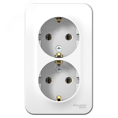 BLANCA розетка наружная двойная с заземлением без шторок с изолирующей пластиной, 16А, 250В, белый - фото 5