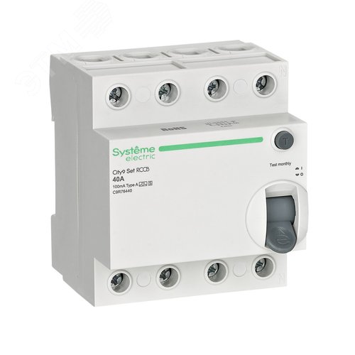 Выключатель дифференциального тока селективный (ВДТ/УЗО) 40А 4P 100мА A-S 400В City9 Set - фото 1