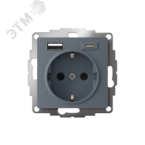 ATLASDESIGN РОЗЕТКА 16А c 2 USB A+C, 5В/2,4А/3,0А, 2х5В/1,5А, механизм, ГРИФЕЛЬ - фото 2
