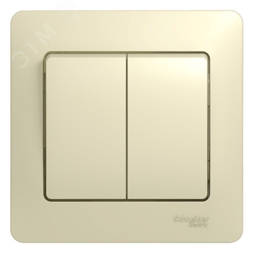 GLOSSA Выключатель двухклавишный в сборе бежевый схема 5 - фото 1