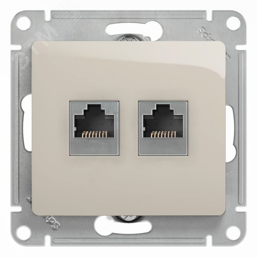 Изображение товара GLOSSA Розетка двойная RJ11+RJ45 категория 5E механизм молочный (шт)