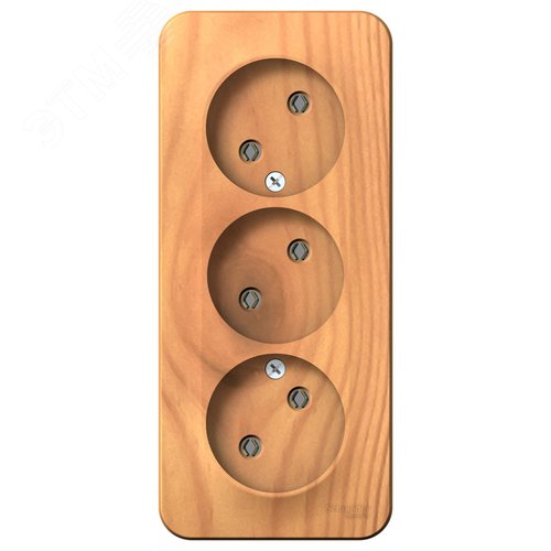 BLANCA Розетка наружная 3-я без заземления без шторок с изолирующей пластиной, 16А, 250В, ясень - фото 3