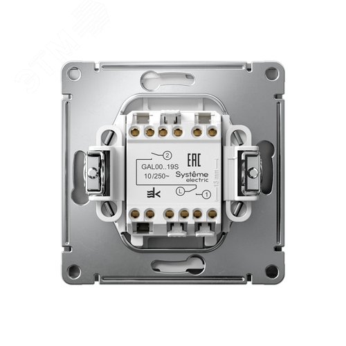 ARTGALLERY 2-клавишный ВЫКЛЮЧАТЕЛЬ ДЛЯ ЖАЛЮЗИ, 2х сх.4, 10А, механизм, быстрозажимные клеммы, СТАЛЬ - фото 2