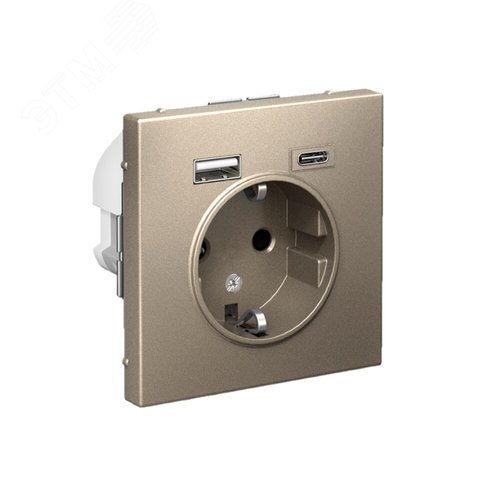 ARTGALLERY розетка 16А с 2 USB A+C, 5В/2,4А/3,0А, 2х5В/1,5А, механизм, шампань - фото 2