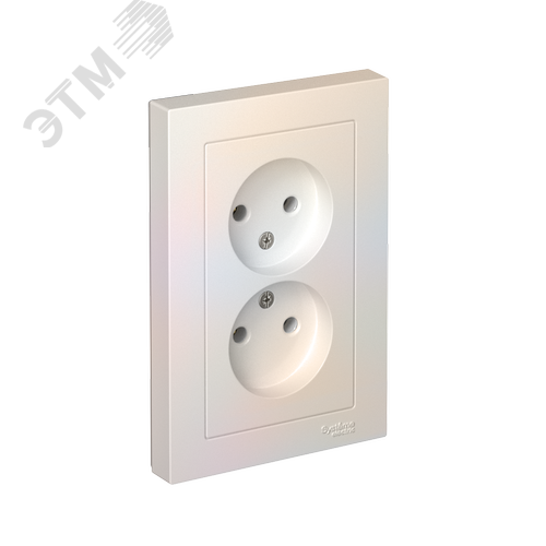 Розетка ATLASDESIGN двойная без заземления 16А в сборе жемчуг - фото 1