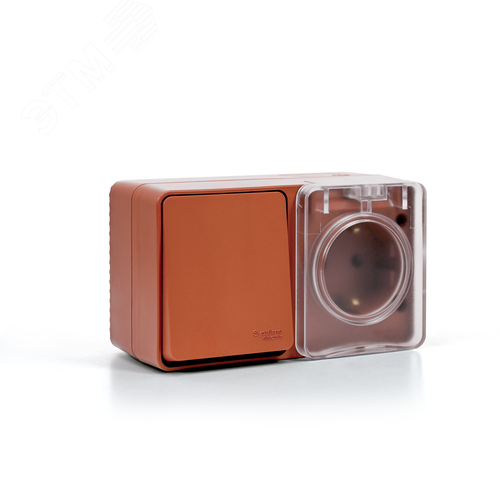 AtlasDesign PROFI IP54 О/У БЛОК: РОЗ. з/к со шт. 16А, ВЫКЛ.1-клав.10А, ТЕРРАКОТОВЫЙ - фото 4