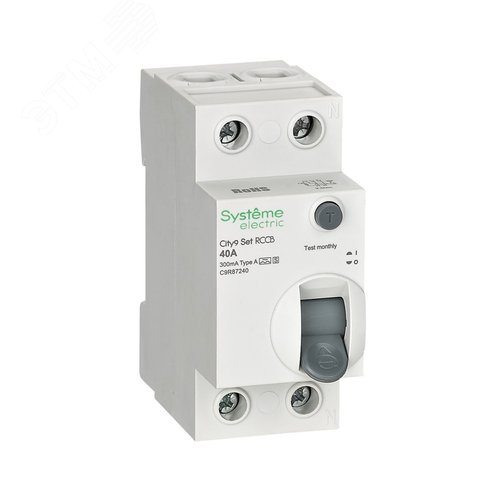 Выключатель дифференциального тока селективный (ВДТ/УЗО) 40А 2P 300мА A-S 230В City9 Set - фото 1
