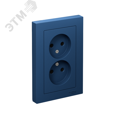 ATLASDESIGN РОЗЕТКА двойная без заземления,16А, в сборе, АКВАМАРИН - фото 1