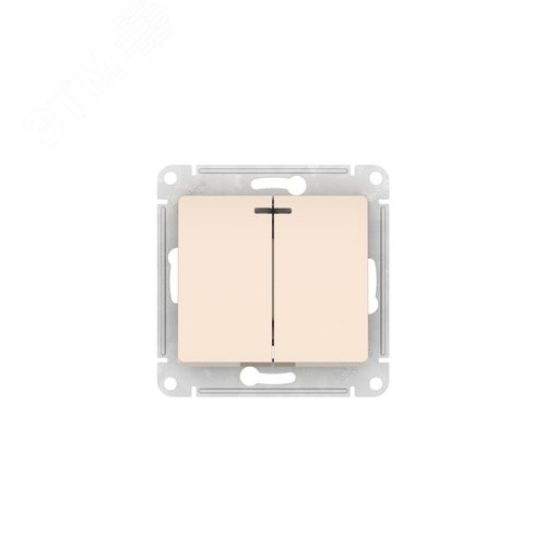GLOSSA 2-клавишный ВЫКЛЮЧАТЕЛЬ с подсветкой, сх.5а, 10АХ, быстрозажимные клеммы, БЕЖЕВЫЙ - фото 2