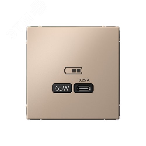 Изображение товара ARTGALLERY USB розетка тип-С 65Вт высокоскор.заряд. QC, PD, механизм, песочный (шт)