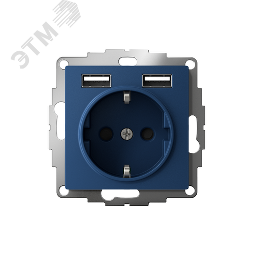ATLASDESIGN РОЗЕТКА 16А c 2 USB A+A, 5В/2,4А, 2х5В/1,2А, механизм, АКВАМАРИН - фото 2