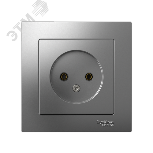 Розетка ATLASDESIGN без заземления 16А в сборе сталь - фото 2