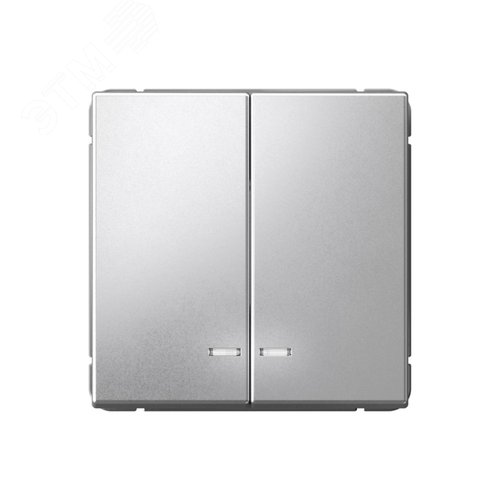 ARTGALLERY 2-клавишный выключатель с подсветкой, сх.5а, 10АХ, механизм, алюминий - фото 1