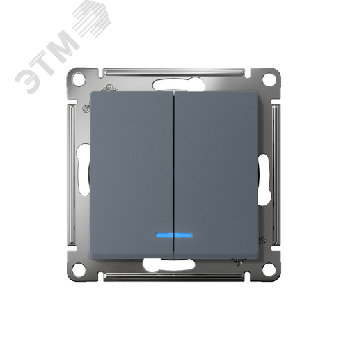 Выключатель двухклавишный ATLASDESIGN с подсветкой схема 5а 10АХ механизм грифель - фото 2